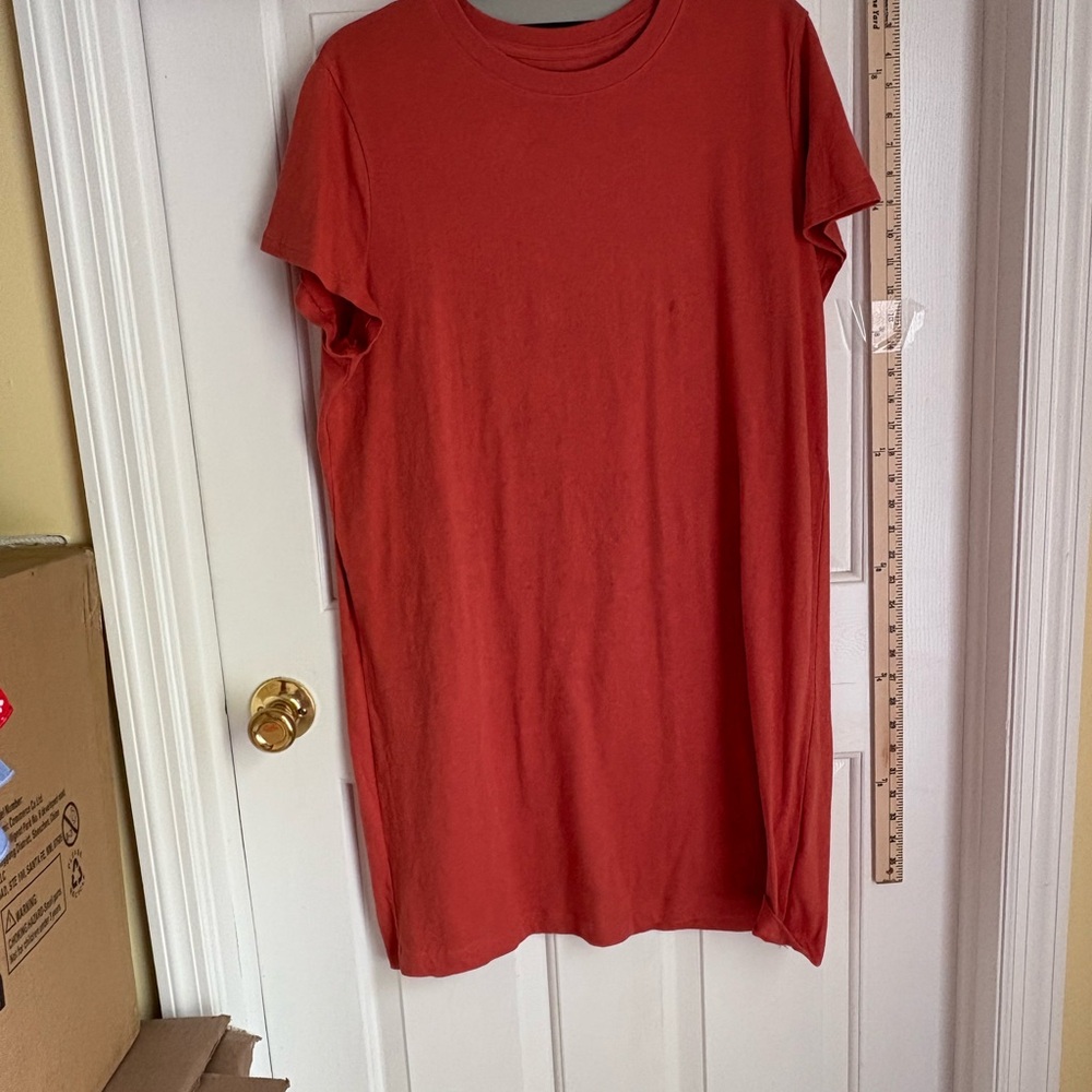 Time and Tru Rust/Orange Boxy Short Sleeve Dress